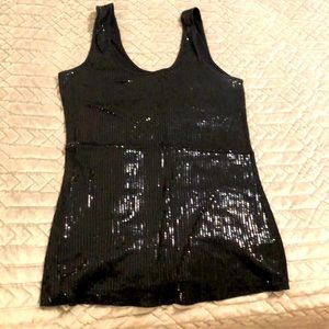 Express black sequin tank top L